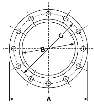Raised Face Threaded Flanges Line Drawing-300