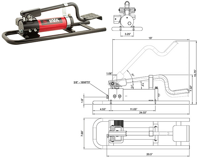 Foot Pump Dimensions